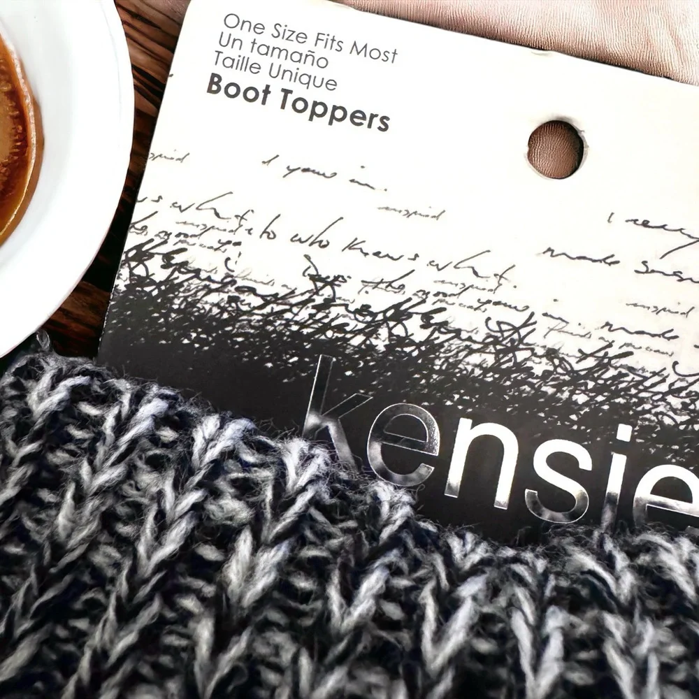 NWT Kensie Black White Knit Boot Toppers Cozy Winter Boot Cuffs